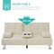 Best Choice Products Modern Linen Convertible Futon Sofa Bed w/ Removable Armrests, Metal Legs, Cupholders